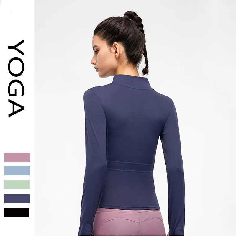 

al Yoga jacket double-sided brushed outerwear running fitness clothes high stretch nude slimming long sleeves