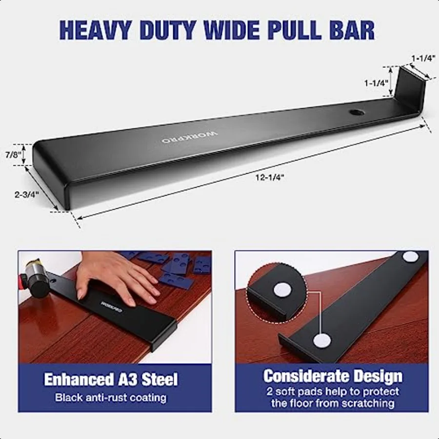 طقم تركيب الأرضيات المصفحة مطرقة مطاطية مع مقبض من الألياف الزجاجية وسادات للركبة قضيب سحب عالي التحمل كتلة التنصت الصلبة وS #4