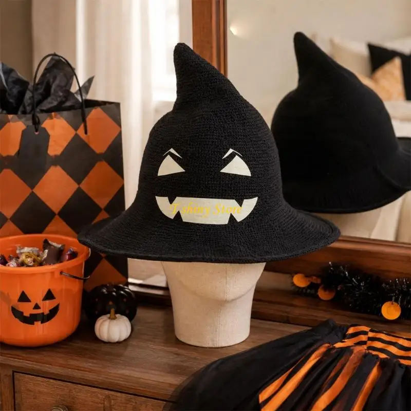 N58F Soft Witch Costume Hat Wide Brims Pointed Wizard Cap for Halloween Celebration