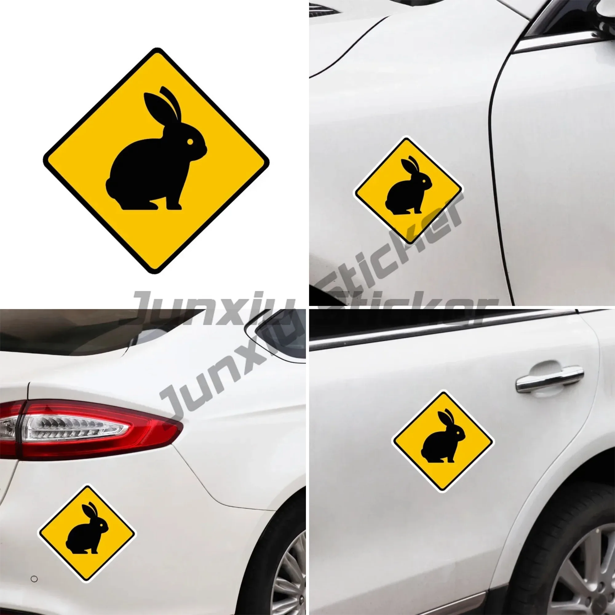 

New Design Cute Rabbit Warning Car Stickers Cartoon Animal Warning Signs Waterproof Sunscreen Scratches Decorative Decals