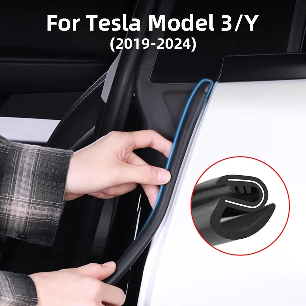 

Door Seal Soundproof Kit For Tesla Model Y 2020 2021 2022-2024 Model 3 2019-2023 Wind Noise Kit Front Trunk Strip Sealing Set