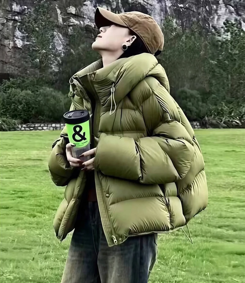 

Parkas Womens Longues Autumn Denim-Feel Cropped Elastic Hem Snap-Button Buttonless Fitted Waistband O-Neck Cleanfit Preppy Solid