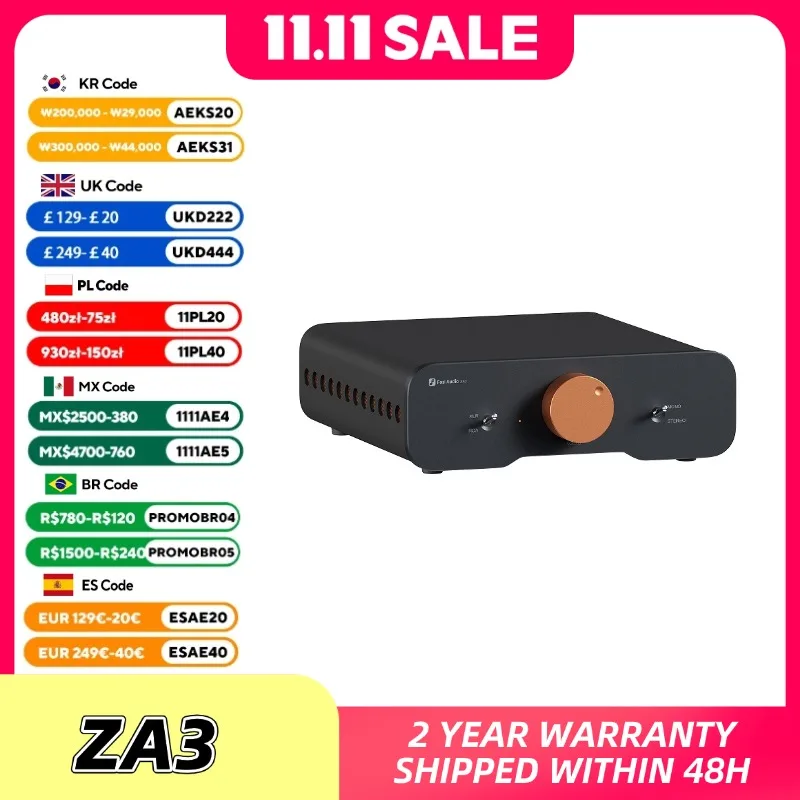 Fosi Audio ZA3 스테레오 전력 증폭기 TPA3255 XLR/RCA/밸런스드 입력이 있는 패시브 책장 스피커용 클래스 D HiFi 오디오 앰프