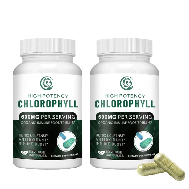 Chlorophyll Capsules 600mg - Highly bioavailable chlorophyll supplement for energy, immunity, skin+internal deodorants