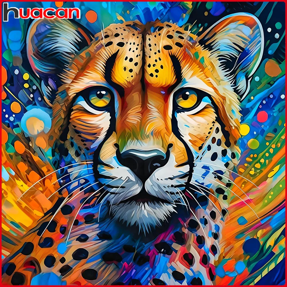 

Huacan Full Square Round Drill 5D Diamond Painting Leopard Diy Embroidery Home Decoration
