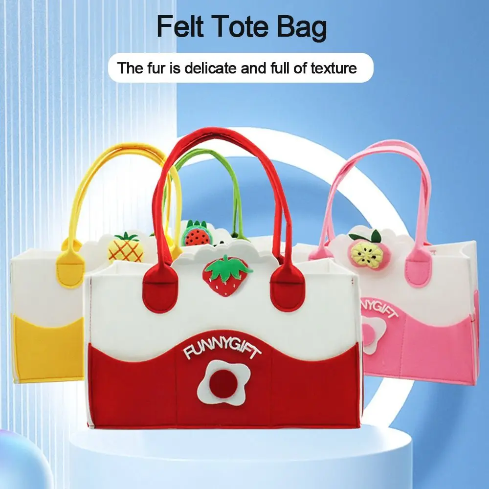

Felt Tote Bag Handbag Cartoon Gift Bag Doorgift Bag Women Bags Baby Diaper Bag Large Capacity Bag Murah Candy Color Handbag