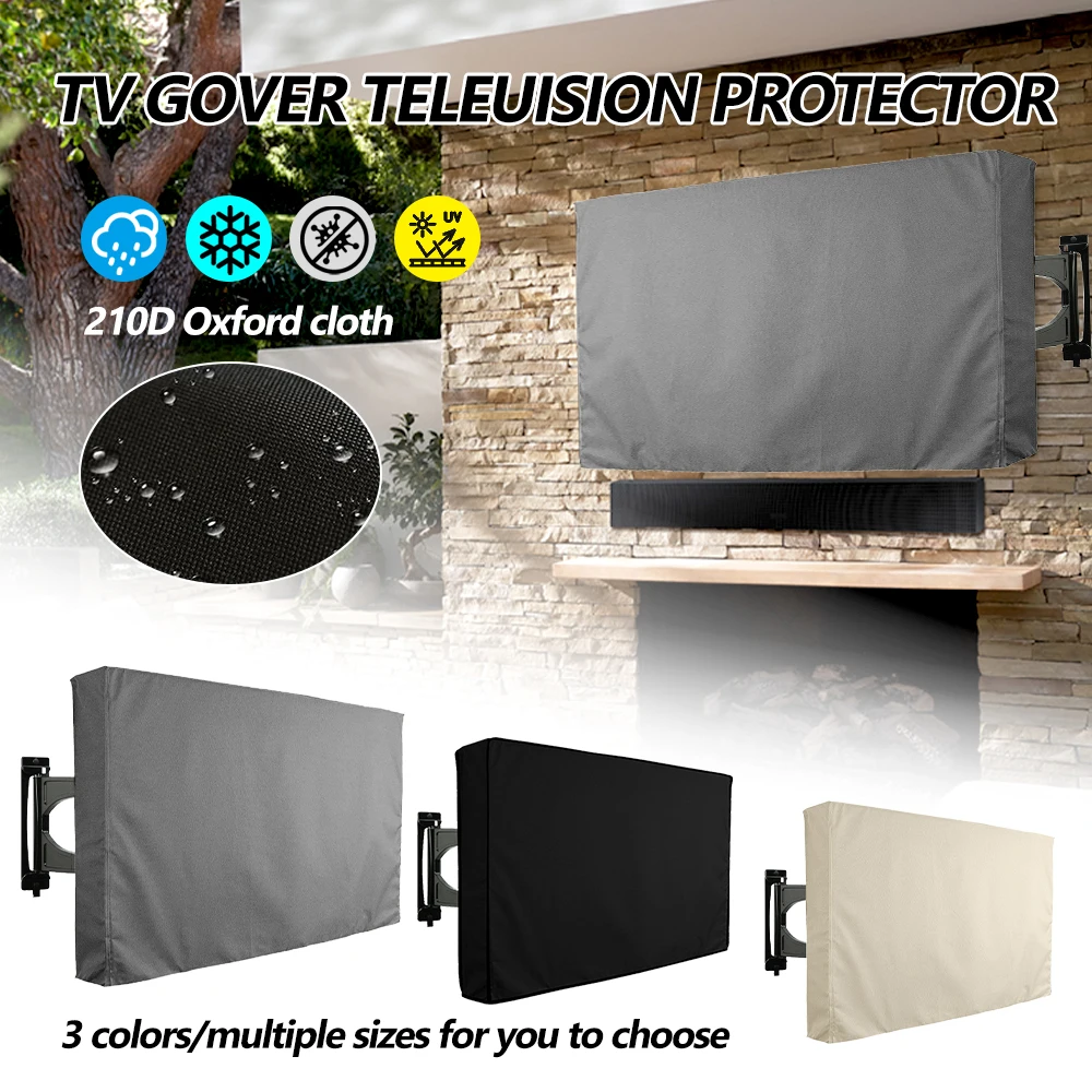 Outdoor TV Screen All-Purpose Dust Cover Black LCD Television Waterproof Resistant Protect Bag 24\