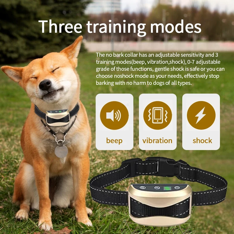 Automatic Electric Dog Training Collar Waterproof Smart Bark Collar For Pet Rechargeable Dog Bark Control Stop Shock Collar