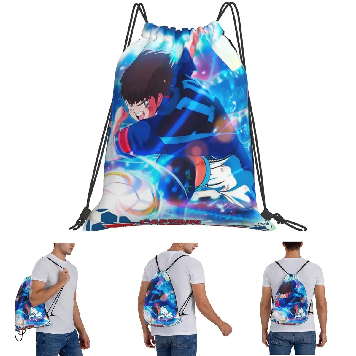 キャプテン翼アニメ漫画バックパックファッション巾着バンドルポケット雑貨バッグブックバッグ旅行学校用