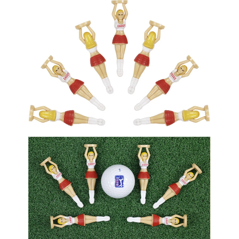 6 قطعة تي شيرت جولف بلاستيكي مقاس 75 مللي متر/2.95 "مثير فتاة المصفقين تصميم كرات الغولف حامل إكسسوارات الهدايا