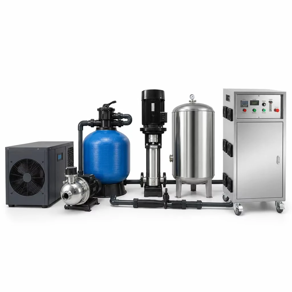 30g/h Ozone Generator Swimming Pool Water Treatment System with Filter & Heat Pump for  Chemical Free Pool