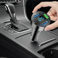​​Smart 4-Port Car Charger - PD/USB-C Fast Charge with Digital Screen & Blue Light​​
