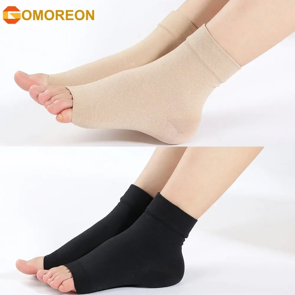 Calcetines tobilleros de compresión para hombre y mujer, calcetín de 30 a 40 mmHg con soporte para tobillo, con punta abierta para masaje y alivio,