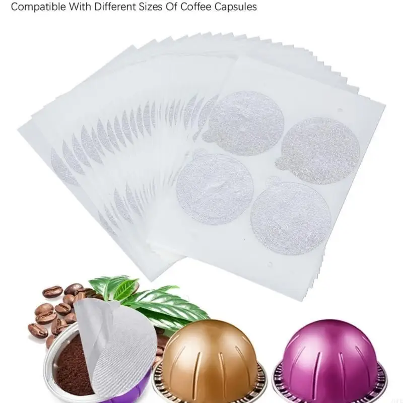 J6pe แพ็คของ 100 ฝักกาแฟฟอยล์ซีล 45 มม. ฝาอลูมิเนียมปิดผนึกฟอยล์สำหรับฝักกาแฟ