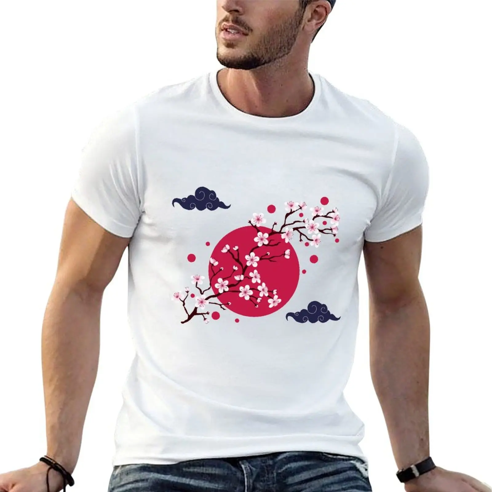 Japan Cherry Blosom T-Shirt anime shirt Luxury man t shirt for men