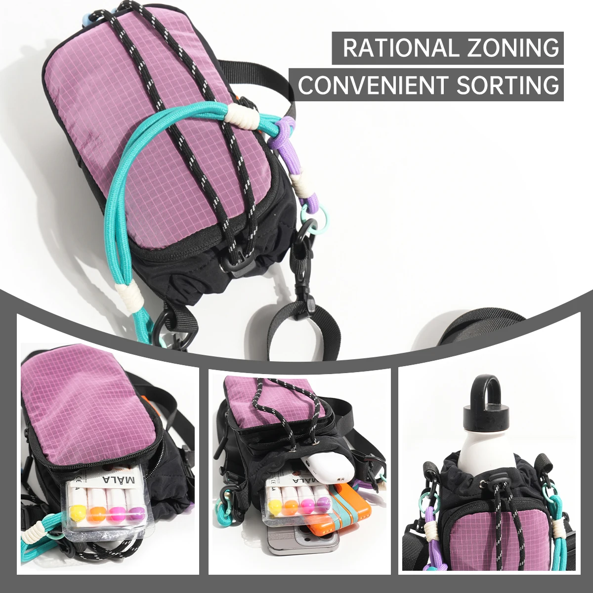 Dopamine Crossbody Wasserflaschentasche 2026 Neues Modell Tragbare Große Kapazität Handytasche Wasserdichte Wasserflaschentasche für Studenten – Detail 6