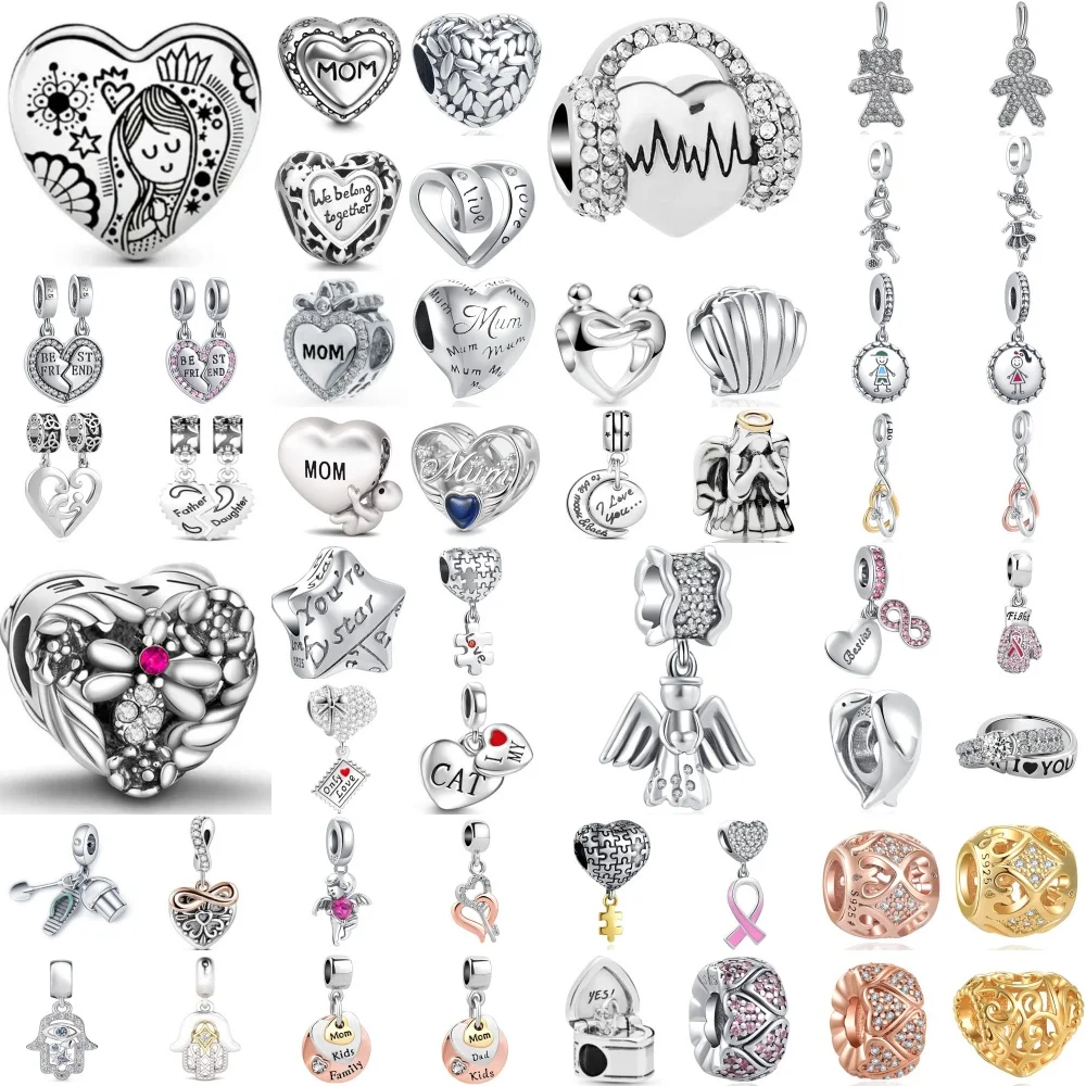 Hot Selling 925 Silver,Mother Heart-Shaped Beads,Boy,Girl,Palm,Pendant Fit Original Bracelet DIY Accessories Exquisite Jewelry ﻿