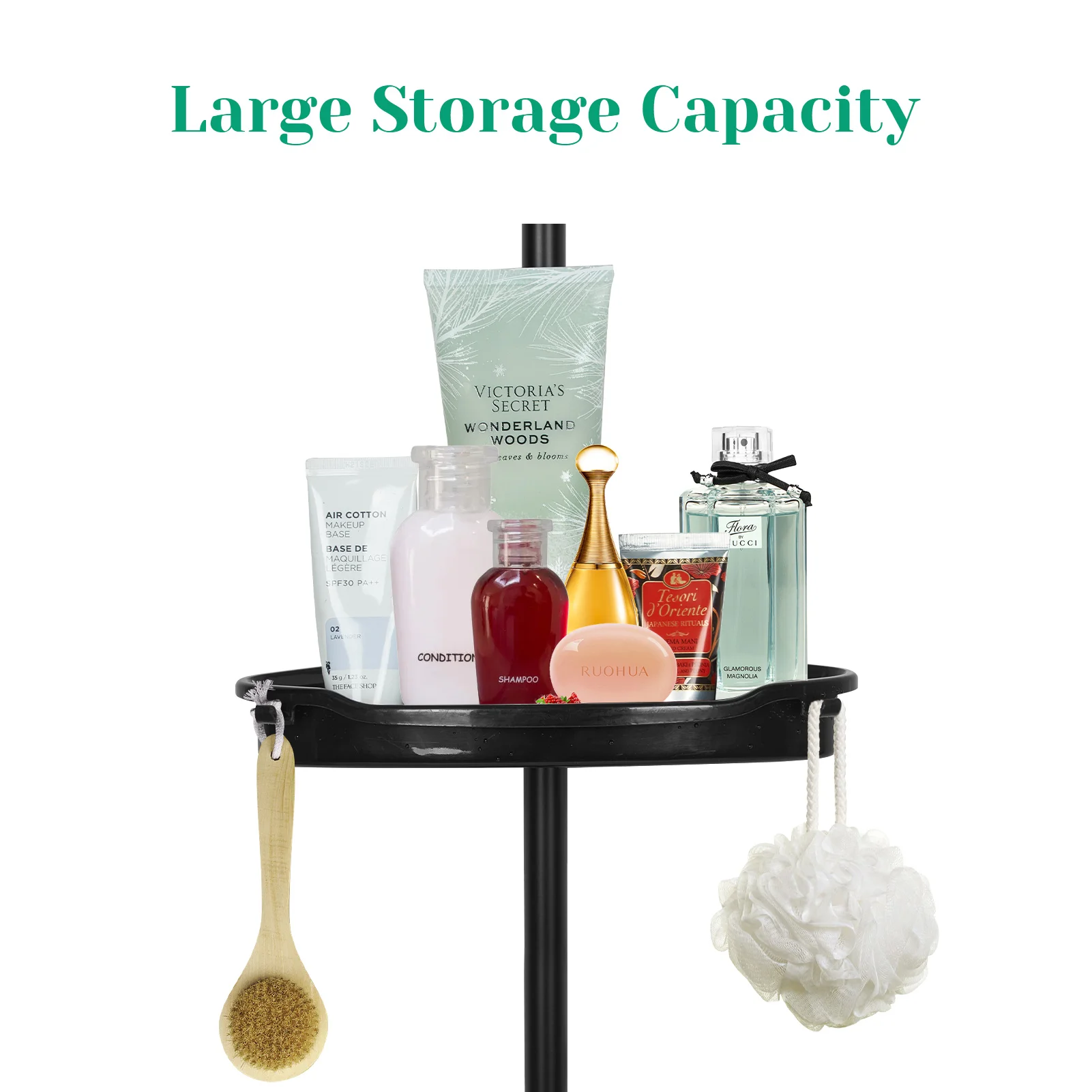 Bathroom Rust-Resistant Shower Trolley Corner, 4-Tier Adjustable Shelf with Tension Rod, Bathroom Accessories Shower Organizer