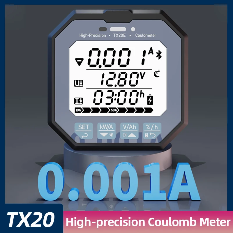 

TX20 Coulomb Counter Meter Precision Battery Capacity Indicator Voltage Current Display Lithium for Lead Acid Battery Detector