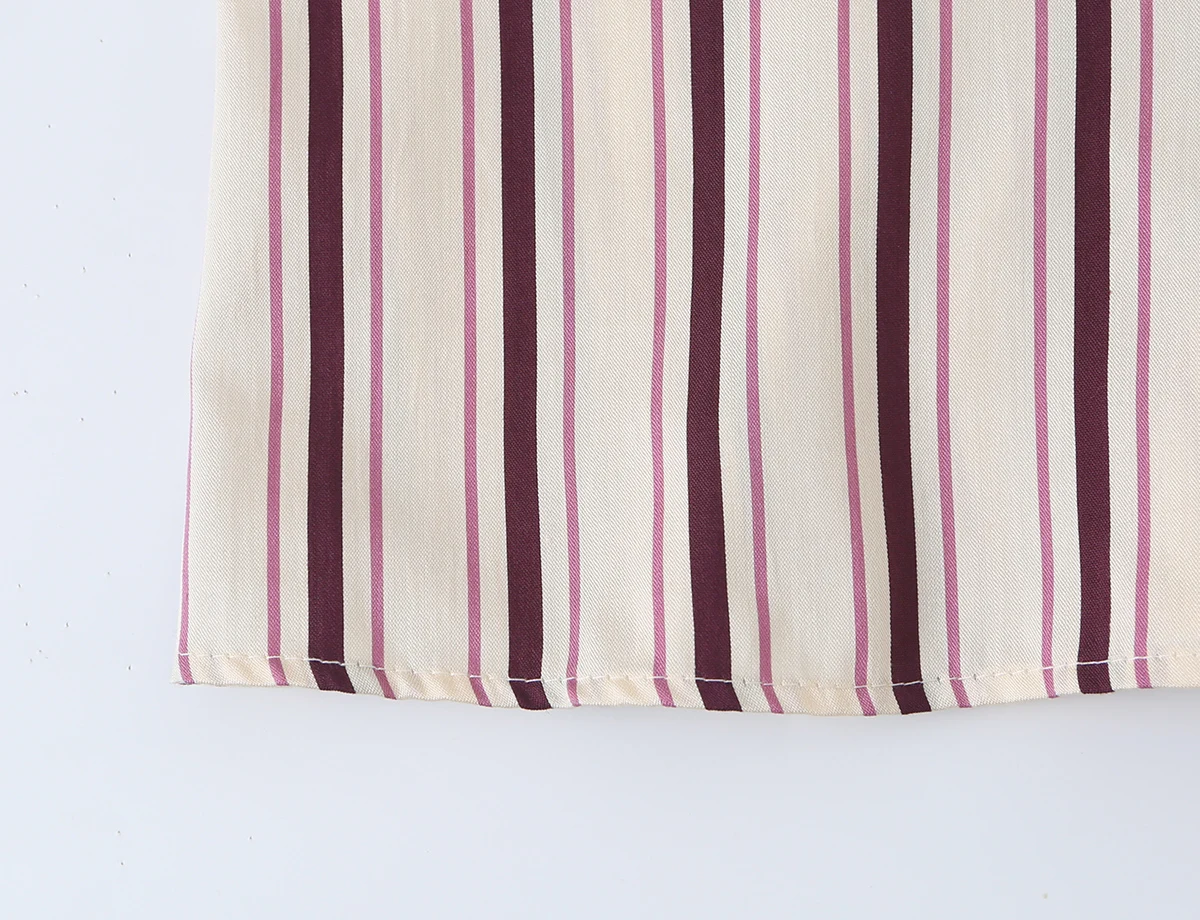 BSAY 2026 Herbstmode Damen Gestreiftes Hemd mit Reverskragen und Verstellbarem Roll-Up-Ärmel-Design, Knopfverschluss Vorne, Locker Geschnittene Freizeitbluse – Detail 9