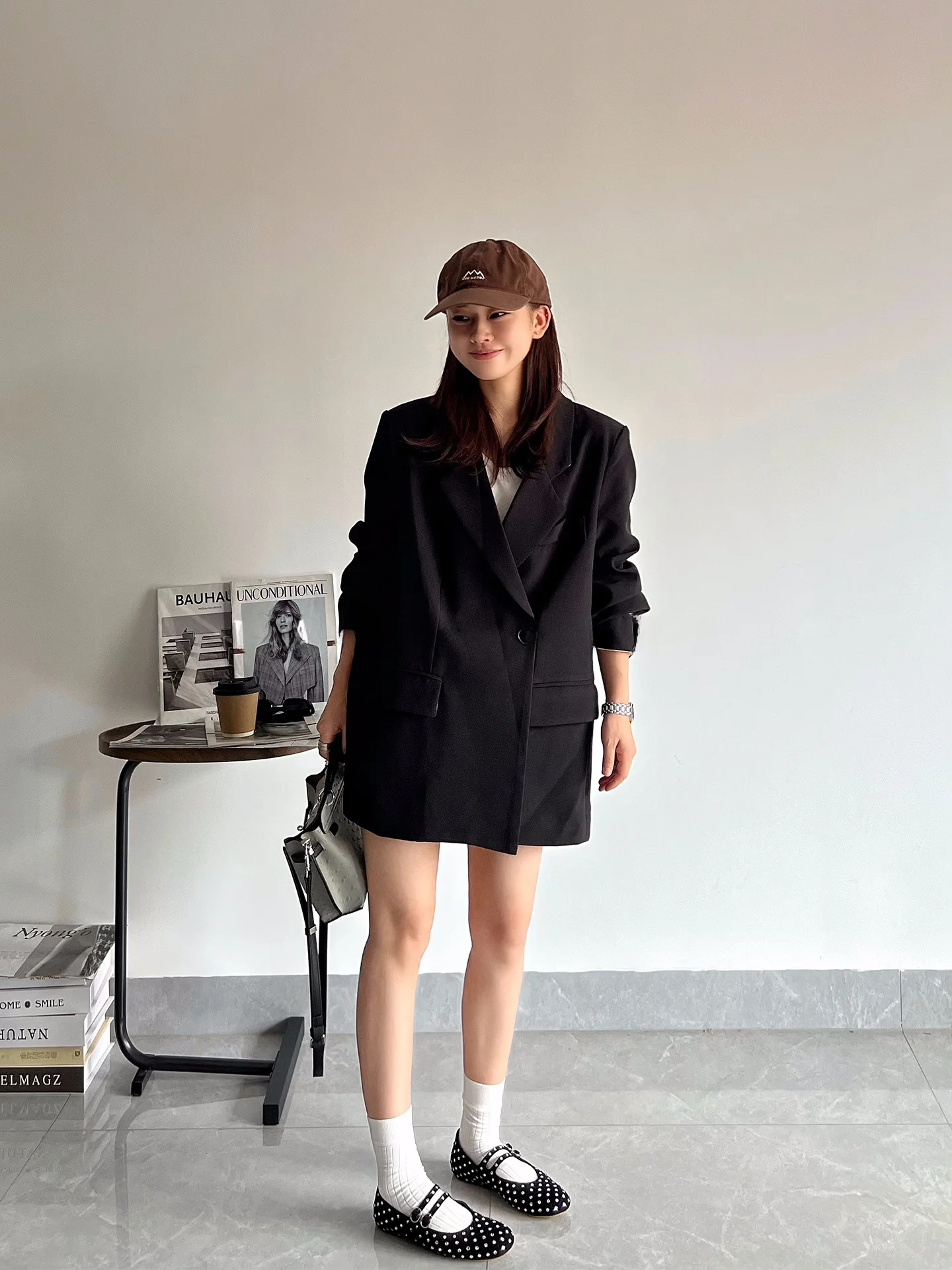 

Casual Bla Women's Suit Jaet 2025 Spring Autumn Design Color Blo Sve Personali Splicing Commute Sle Polyester Fiber