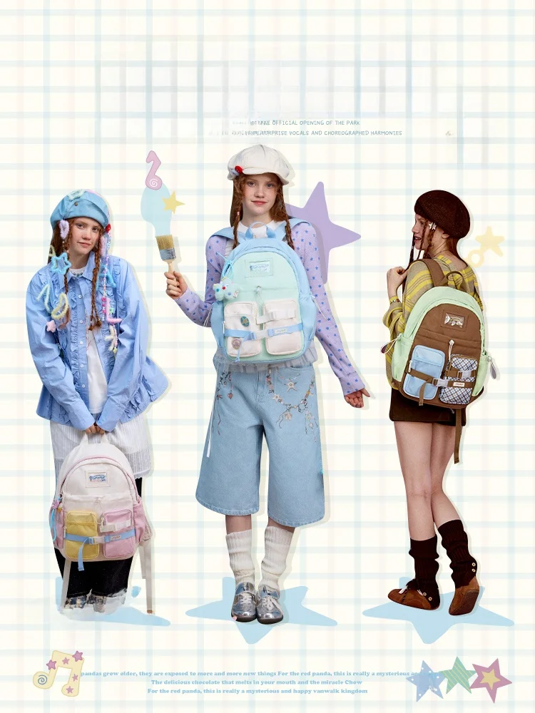 VANWALK Luy Star High Capaci Double oulder Casual School Bapa voor middelbare en middelbare scholieren Fem Model