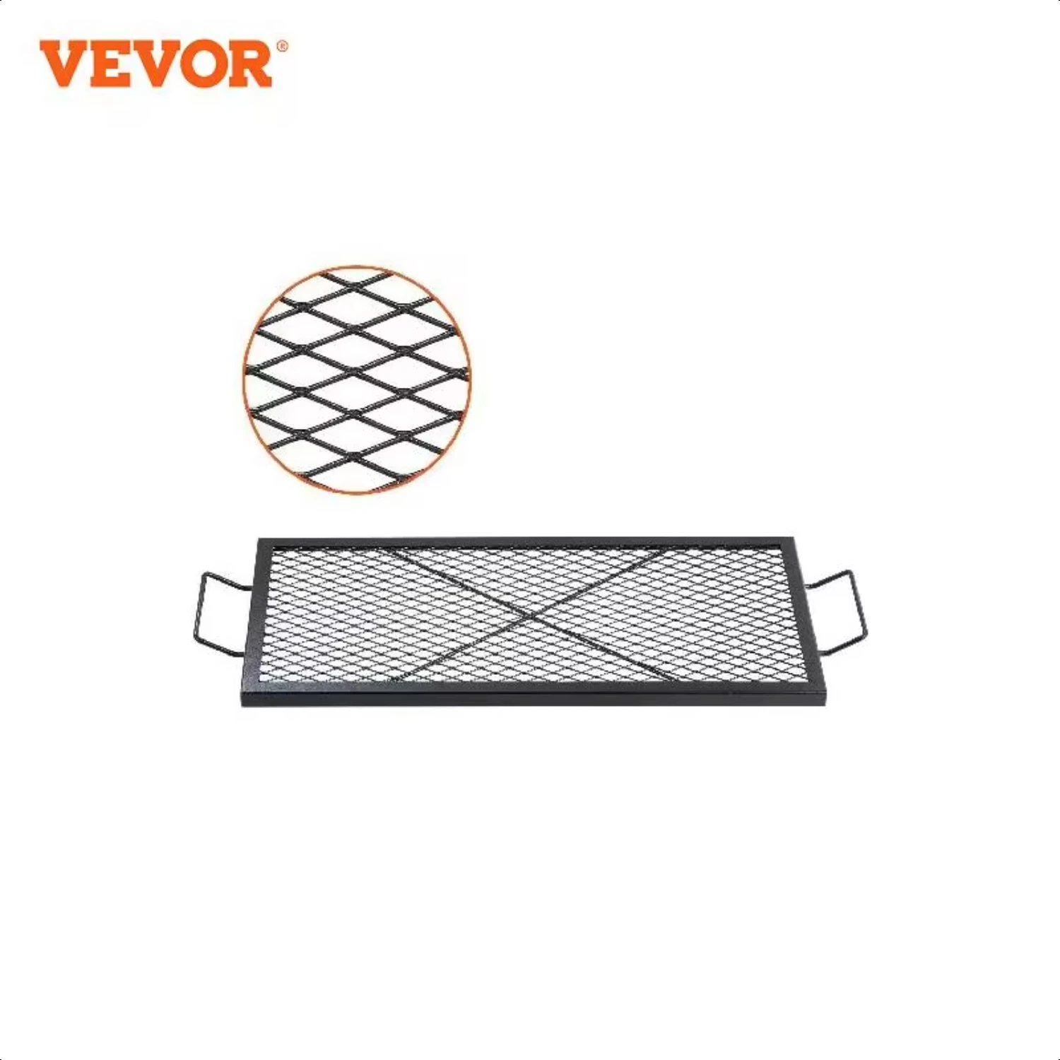 X-Marks Fire Pit Grill Grate, Rectangle Portable Cooking Grate, with Handle & Support X Wire, Camping  Outside Party