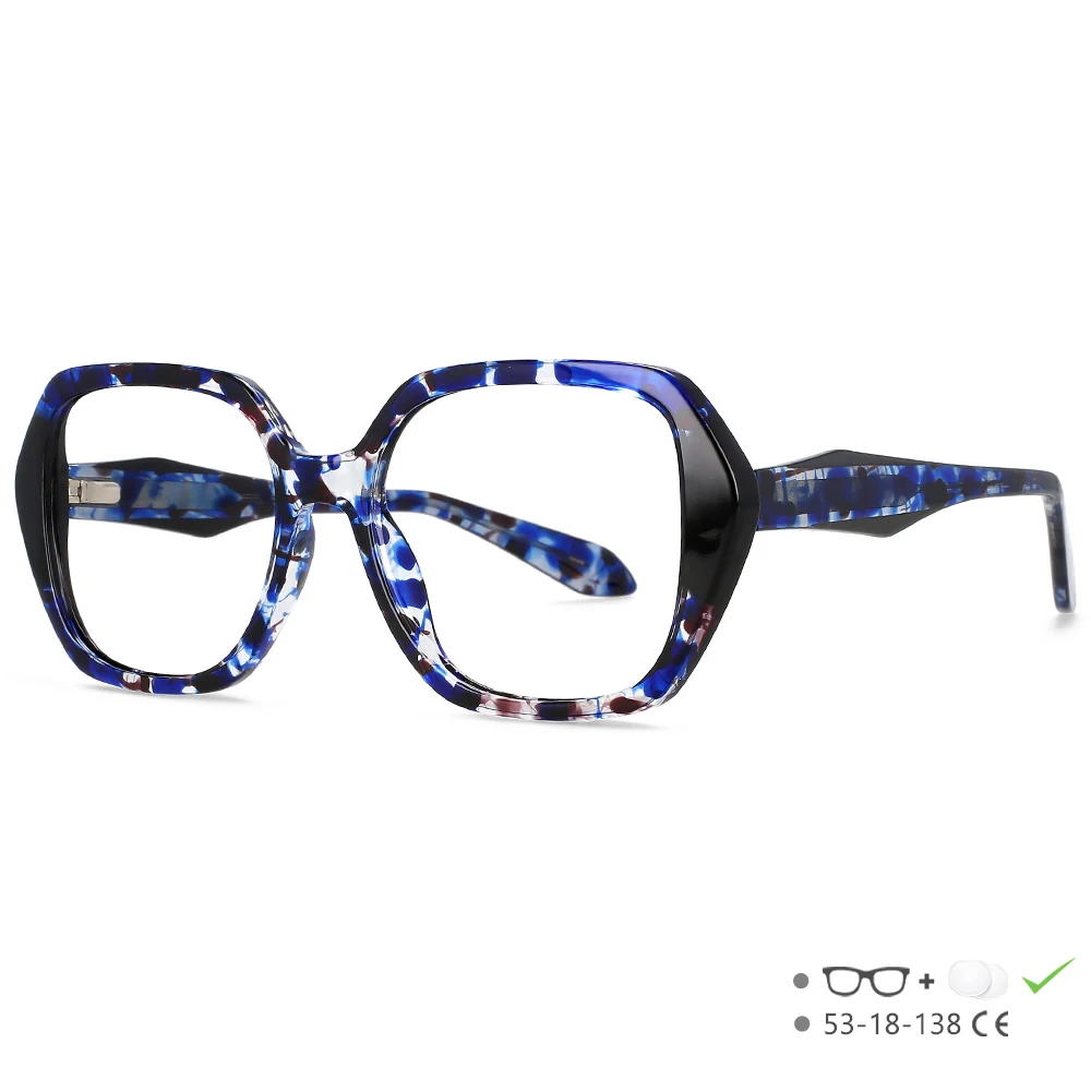 54474 Damen-Katzenaugen-Brille mit blauem Licht, Vintage-Kunststoff, Titan, großer Rahmen, Computerbrille, Rahmen, Korrektionsbrille