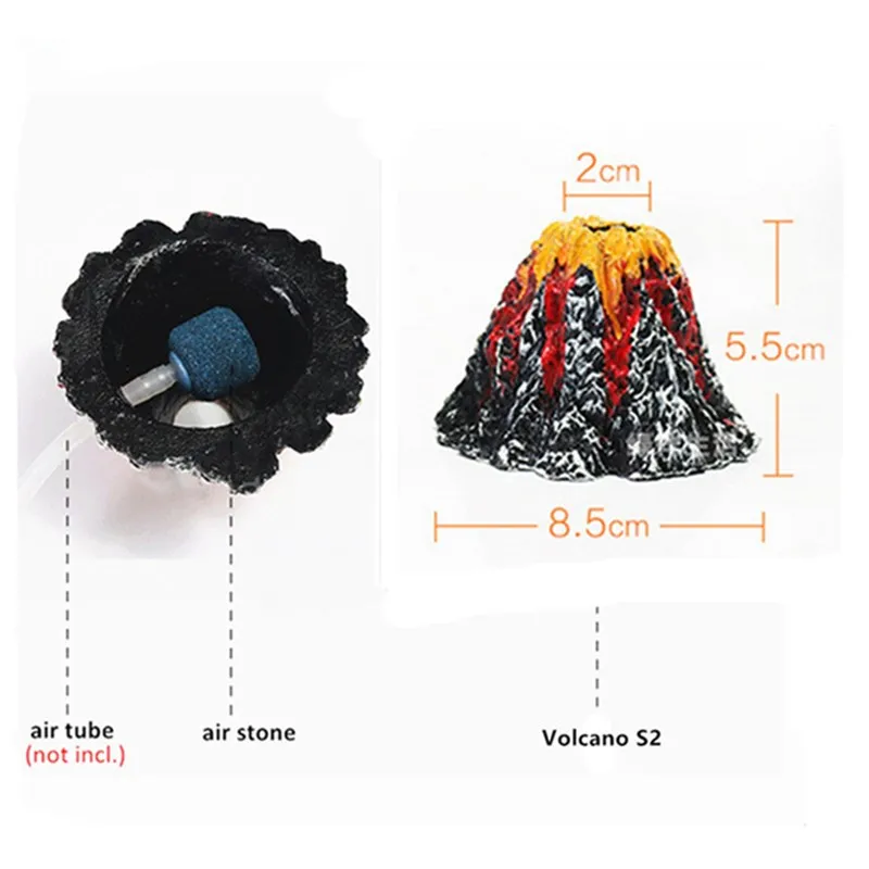 Small Aquarium Volcano Decoration Underwater Fish Tank Oxygen Air Pump Air Stone Bubbles Ornaments Aquarium Accessories