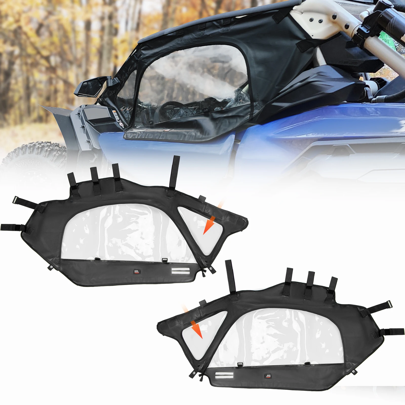For Can-Am Maverick X3 R RR 900 HO 4x4 XRC XMR XRS DS RS Turbo DPS 2-Seater PVC Soft Upper Door Set Kit 2017-2026