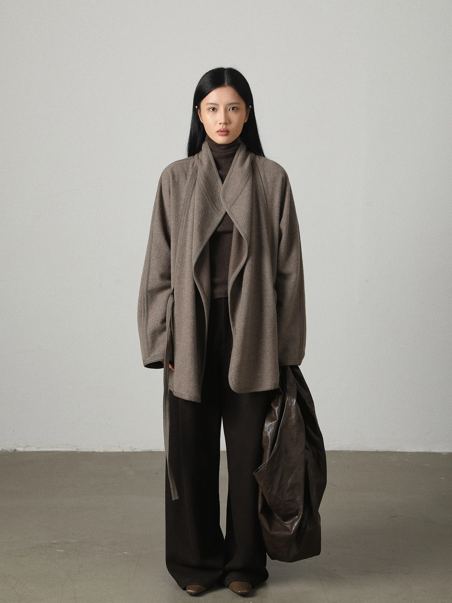 

Кардиган-накидка Vimore из двусторонней шерсти и шелка с воротником-хомутом, шелковистая верхняя одежда для женщин