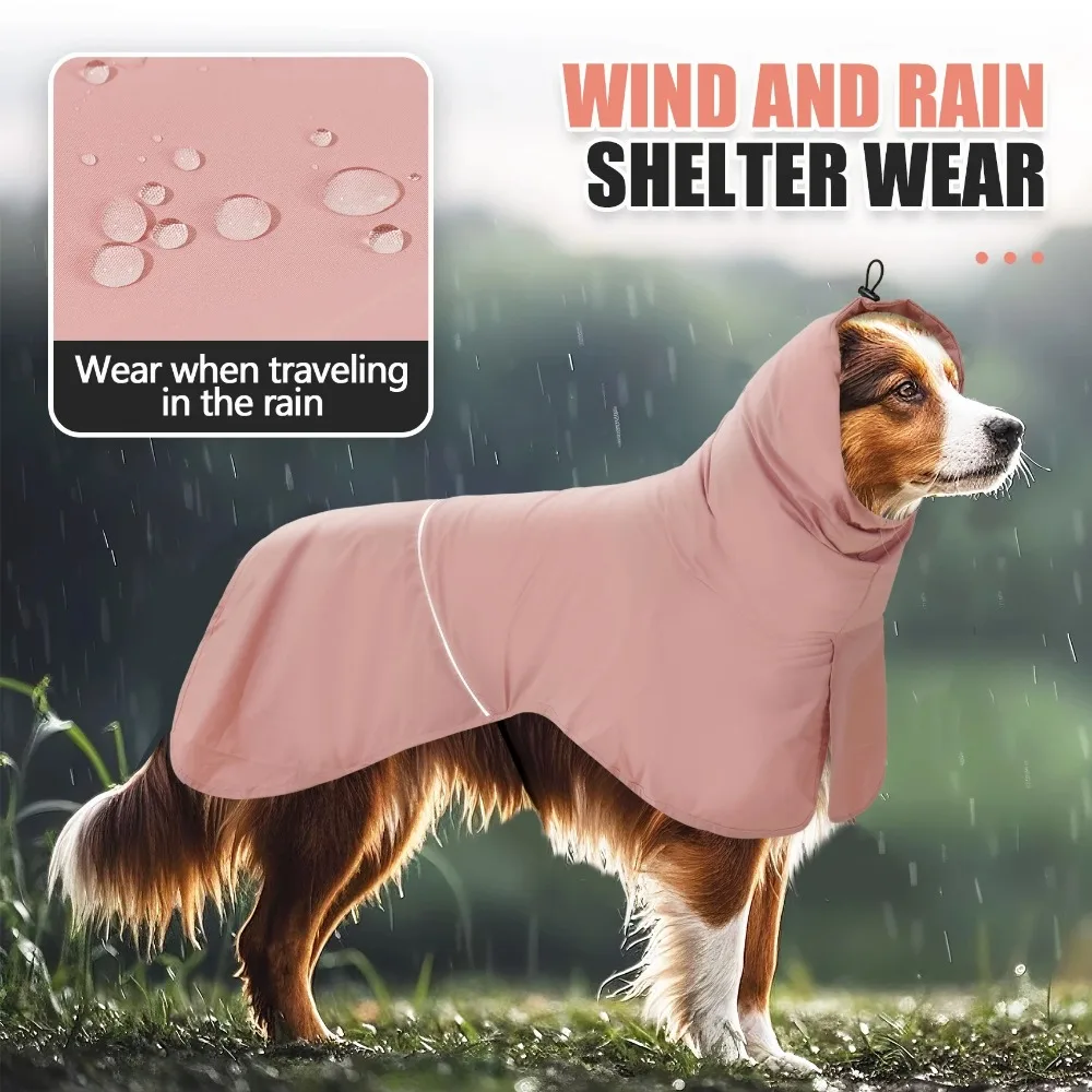 

Waterproof Dog Sun Protection Clothing Adjustable Windproof Dog Rain Jacket Quick Dry Breathable Pet Clothes Outdoor Walking