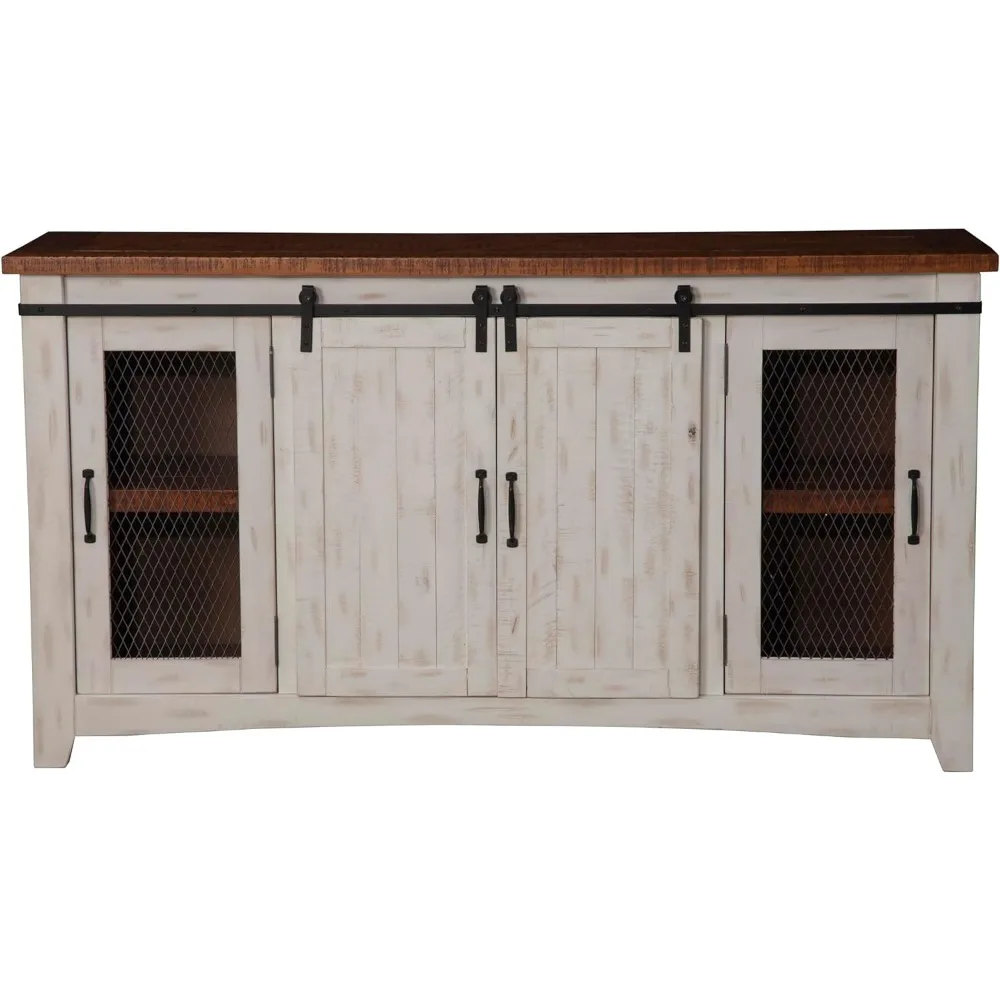 

Taos 70" TV Stand | Antique White & Aged Distressed Pine