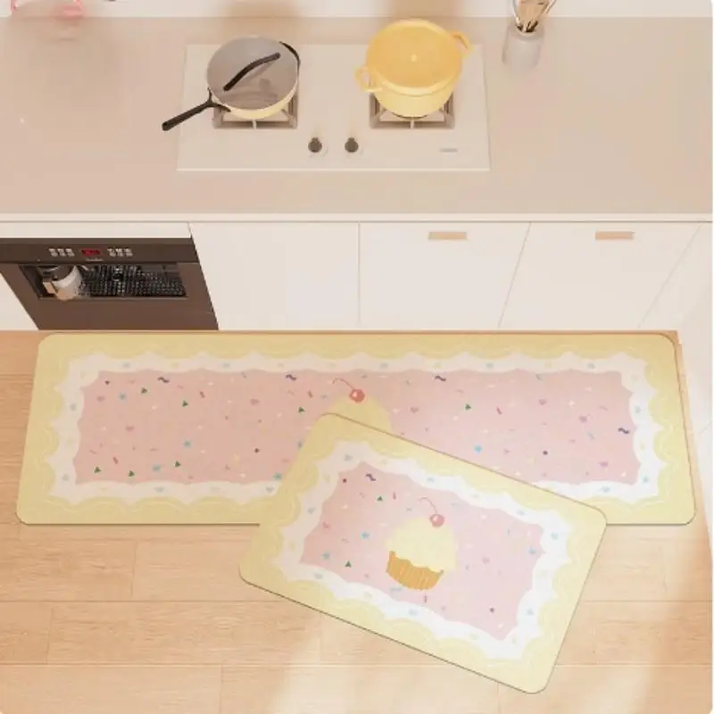 

VIKAMA Summer Kitchen Absorbent Floor Mats Dirty Resistant Oil Absorbent Cute Girl Bathroom Non-Slip Rugs Home Decorations.