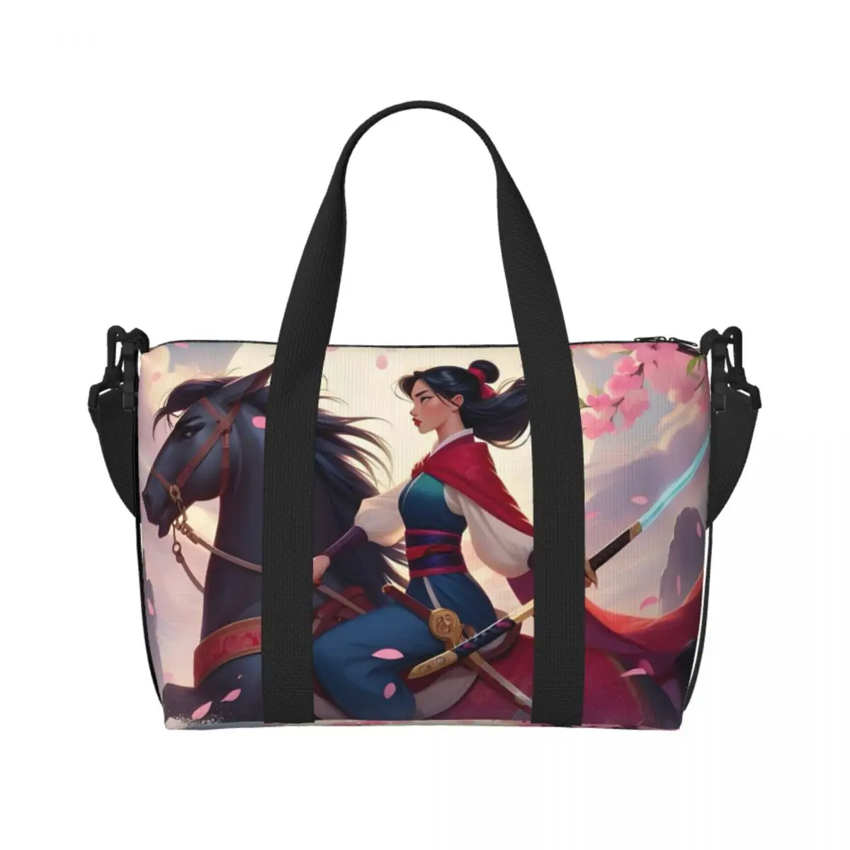 

Пляжная большая сумка Mulan Brave Hero на заказ, женская очень большая сумка для спортзала, модные дорожные сумки для покупок с героями мультфильмов