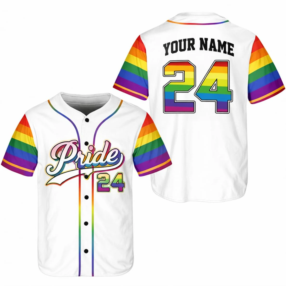 Personalized LGBT Pride Shirt Custom Baseball Jersey LGBTQ Shirt Pride Jersey For Men Women Youth Community Team Uniform Shirts