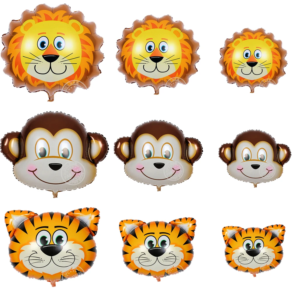 Mini Medium Large Animal Foil Balloons Jungle Forest Lion Monkey Tiger Zebra Elephan Pig Animal Theme Birthday Party Decoration