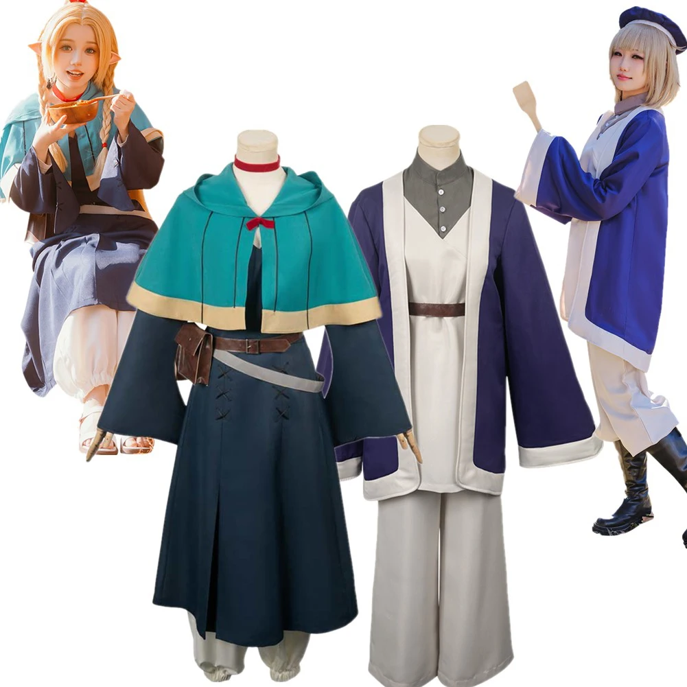 Dungeon Halloween Delicious in Anime Marcille Falin Cosplay Izutsumi Costume Coat Hat Wig Outfits Carnival Party Disguise Suit