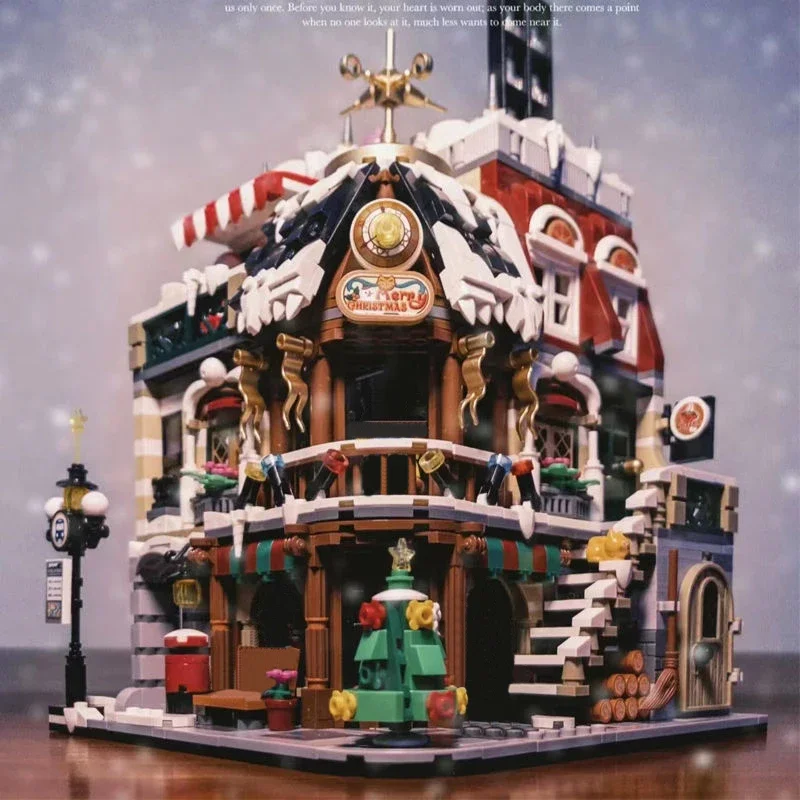 

Christmas Cafe House City Street View Mini Architecture Building Blocks Friends Shop Figures Bricks Toys For Kids Gifts 1054