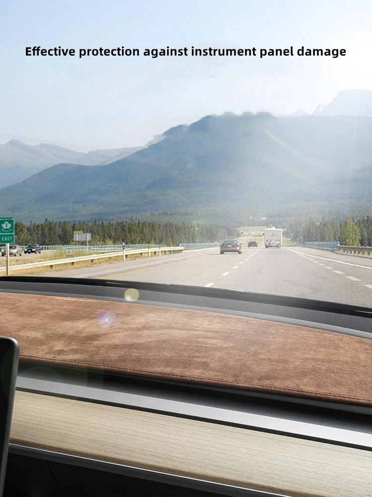 Wildleder Auto Dashboard Pad Für Tesla Modell 3 Y 2017-2023 Leder Dashmat Matte Innen Sonnenschirm Nicht-slip staubdicht Schutz Abdeckung – Detail 7