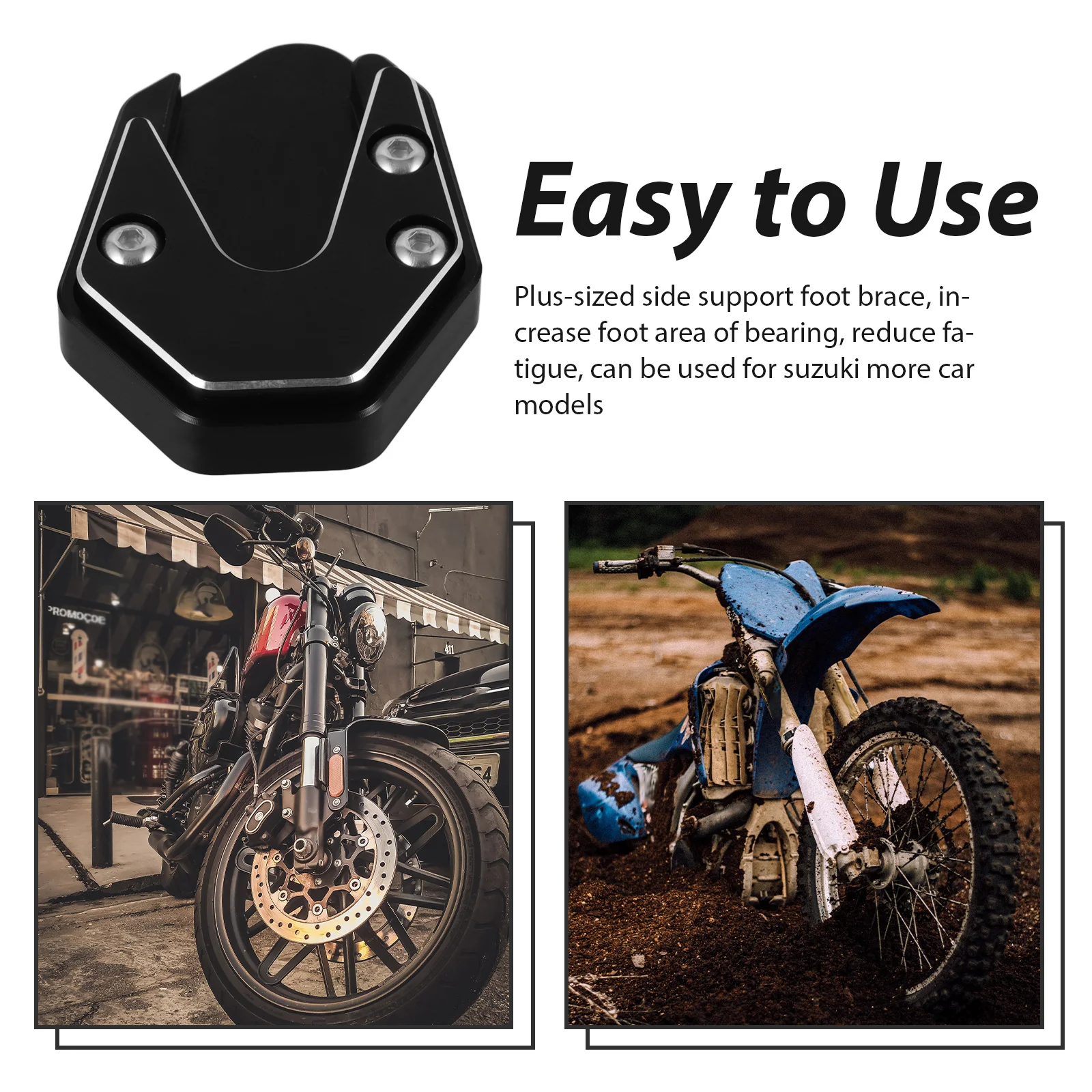 

Motorcycle Kickstand Pad Solid Anti-Fall Side Stand Support Plate Easy Install Motorcycle Supplies Kickstand Pad