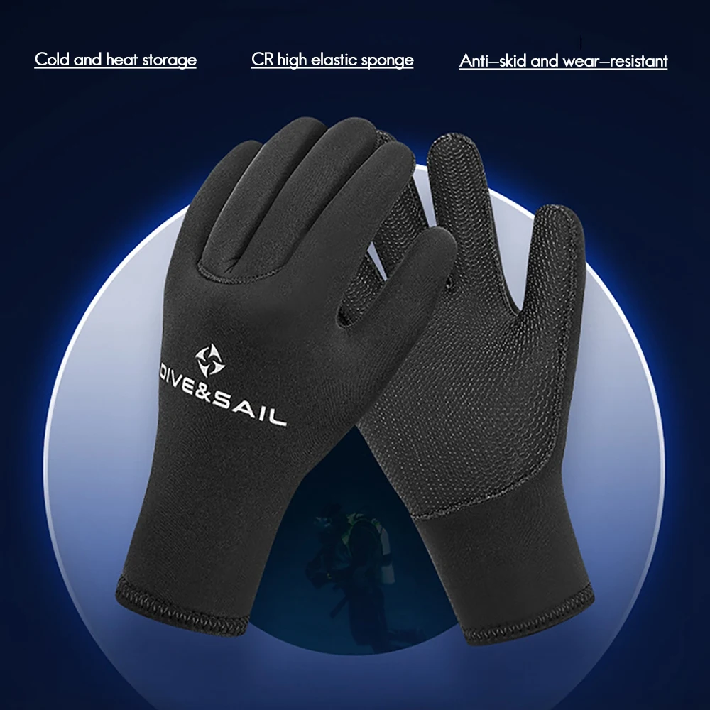 DIVE&SAIL Diving Gloves 5mm CR High Elastic Warm Wetsuit Winter Gloves Suitable for Scuba Diving Snorkel Paddling S