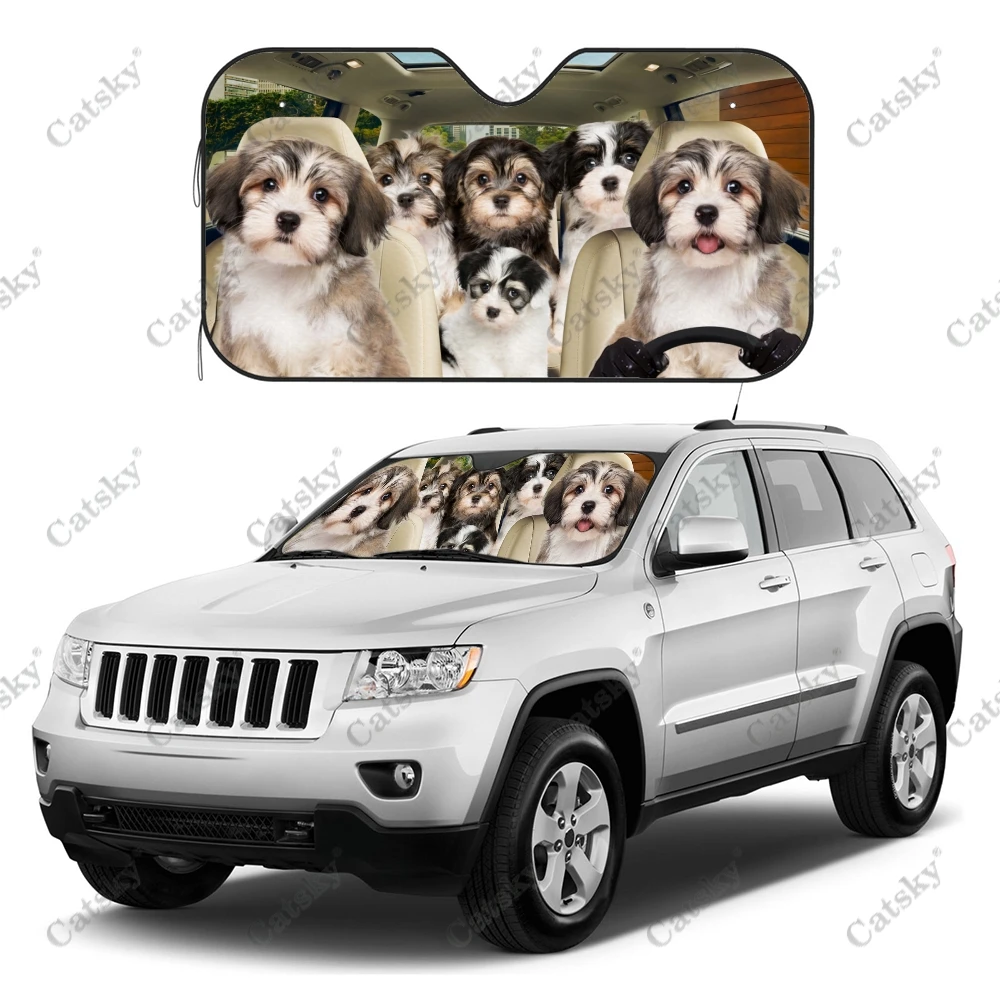 Havanese Car Sunshade, Car Decor Dog Lovers Gift, Windscreen Sun Shield For Car Window Sunshade Cover Foldable Uv Ray Reflector