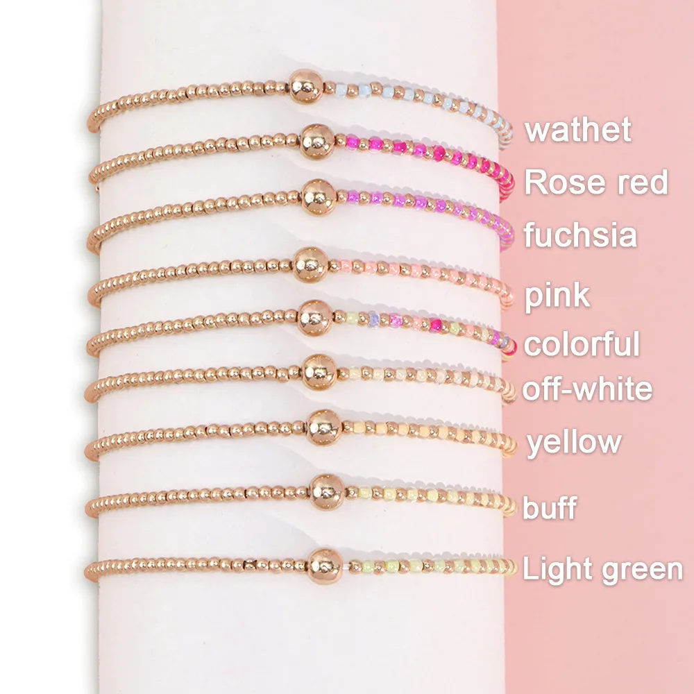 Rice bead bracelet Originality Chroma Hand knitting Elastic force Bohemia Female Fashion Simple Beaded bracelet