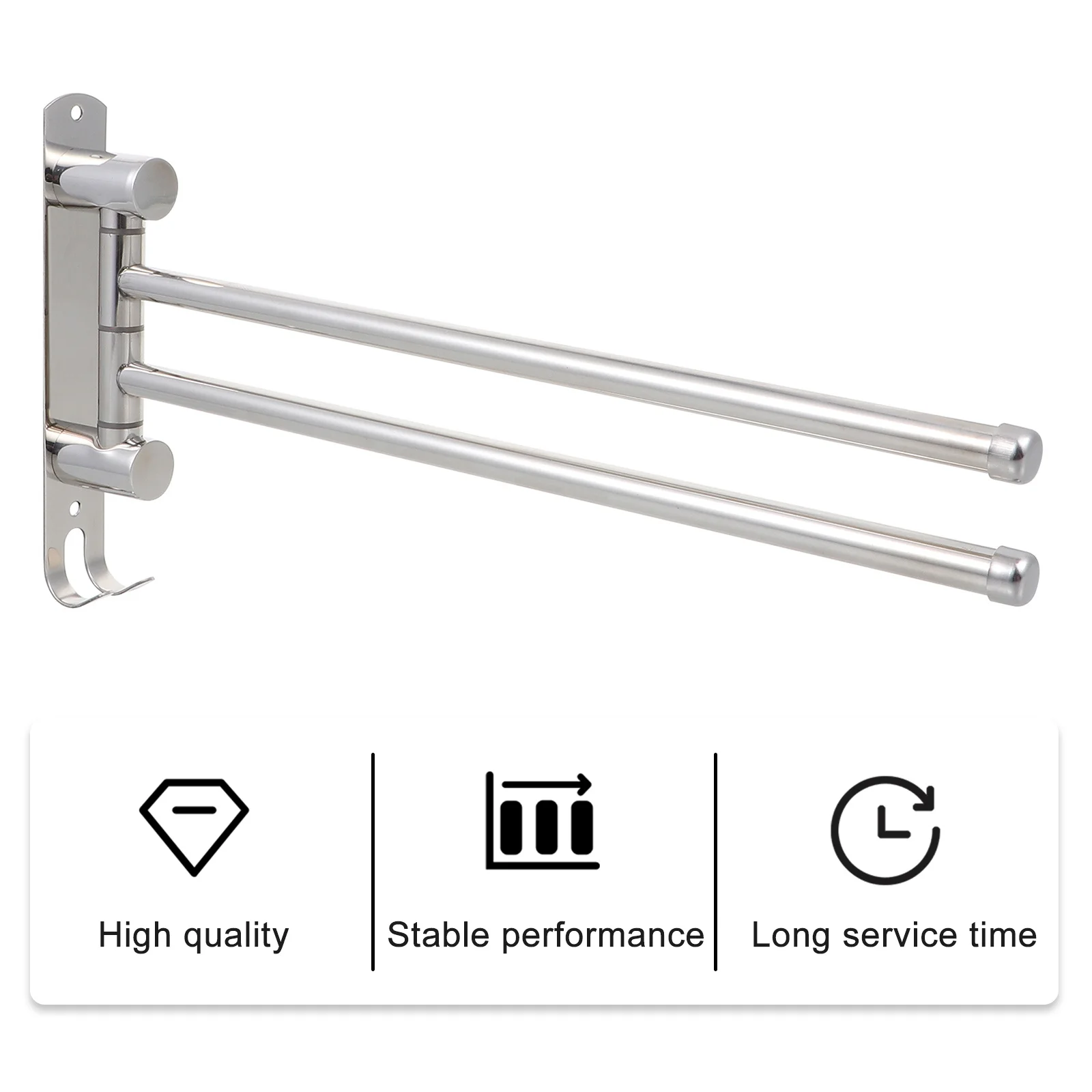 

Stainless Steel Towel Rack Heavy Duty Rust Resistant No Punch Installation Swivel Hook For Bathroom Kitchen Hotel Home