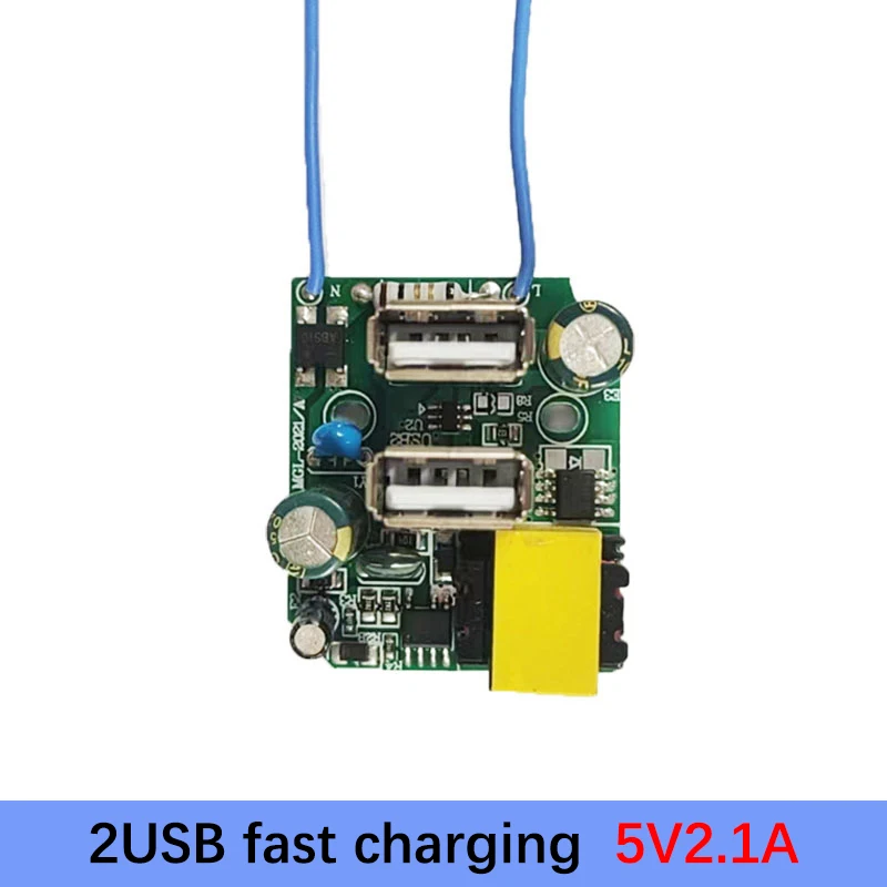 Placa de carregamento rápido do telefone móvel, módulo do adaptador do poder, saída dupla do soquete do USB, 5V, 2.1A, 1Pc