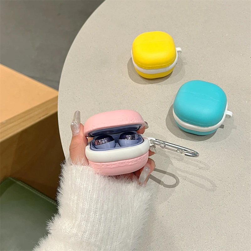 3D Macarons Cookies Cartoon Cute Earphone Case For Samsung Galaxy Buds 2 Live Pro Buds FE 2023 Wireless Earbuds Protective Cover