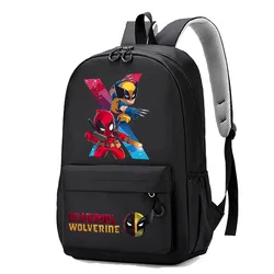 Cartoon Deadpool Wolverine 3D Printing 1-3-6 Grade Children Kindergarten Schoolbag Student Black Backpack Back To School