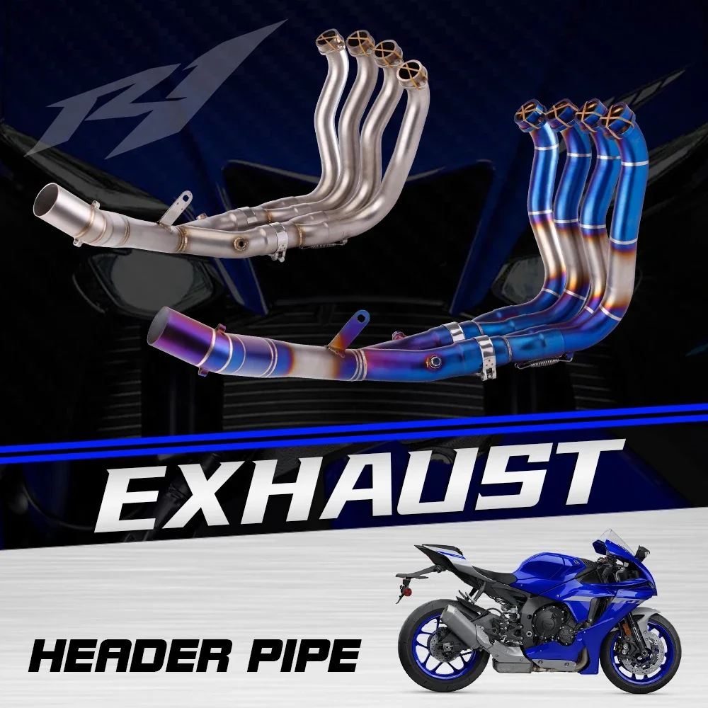 Motorcycle exhaust pipe modified stainless steel front section Slip on front link pipe for yamaha R1 2015-2023