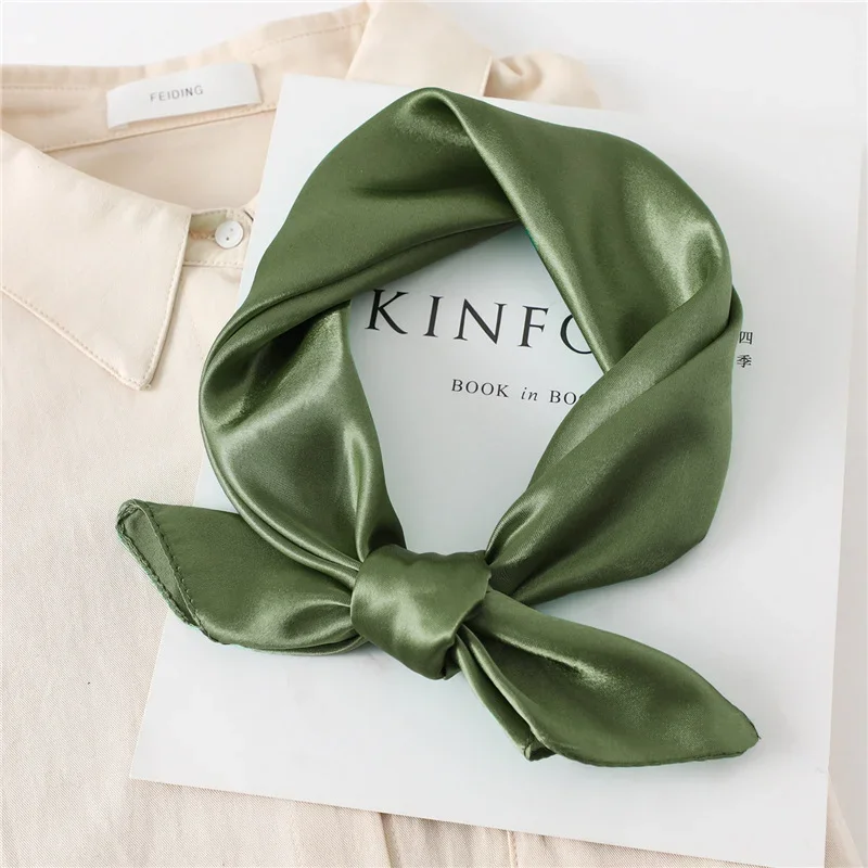 60cm Silk Satin Square Scarf Women Solid Neckercheif Shawl Hijab Female Hair Hand  Wirst Foulard Bandana Head Tie Echarpe New